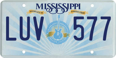 MS license plate LUV577