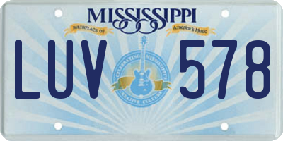 MS license plate LUV578