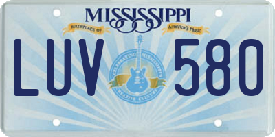 MS license plate LUV580