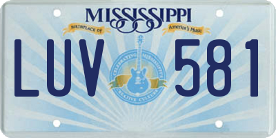 MS license plate LUV581