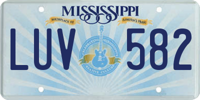 MS license plate LUV582
