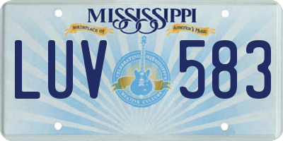MS license plate LUV583
