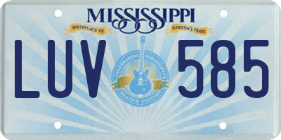 MS license plate LUV585