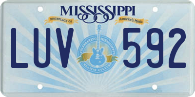 MS license plate LUV592