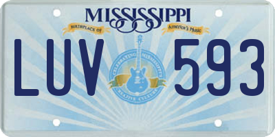 MS license plate LUV593