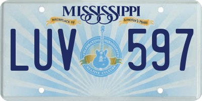 MS license plate LUV597