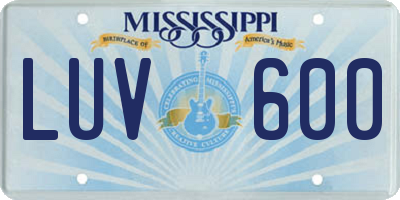 MS license plate LUV600