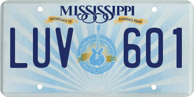MS license plate LUV601