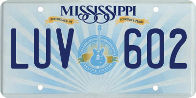 MS license plate LUV602
