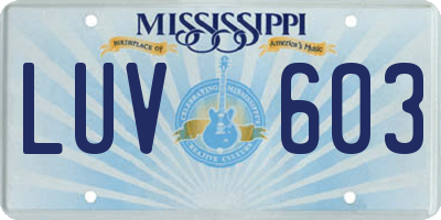 MS license plate LUV603