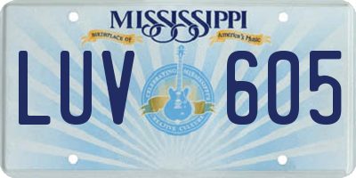 MS license plate LUV605