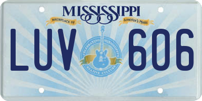 MS license plate LUV606