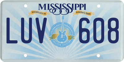 MS license plate LUV608