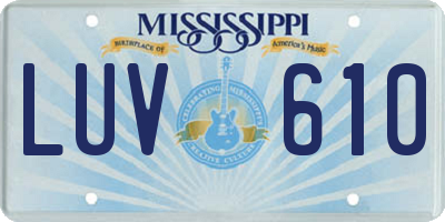 MS license plate LUV610