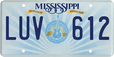MS license plate LUV612