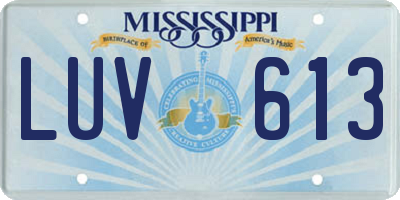 MS license plate LUV613