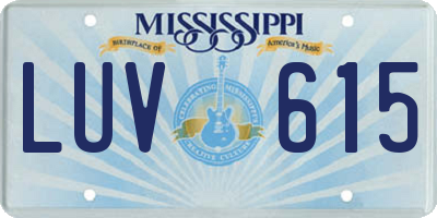 MS license plate LUV615