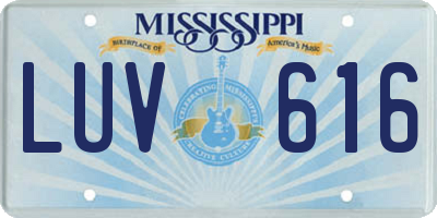 MS license plate LUV616
