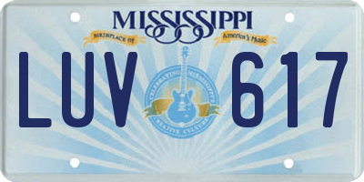 MS license plate LUV617