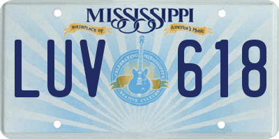 MS license plate LUV618