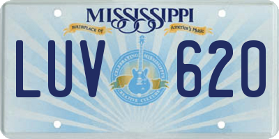 MS license plate LUV620