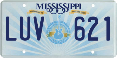 MS license plate LUV621