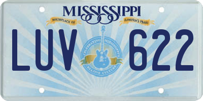 MS license plate LUV622