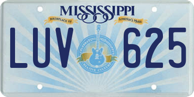 MS license plate LUV625