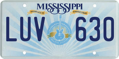 MS license plate LUV630