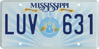 MS license plate LUV631