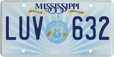 MS license plate LUV632