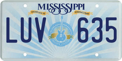 MS license plate LUV635