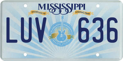 MS license plate LUV636