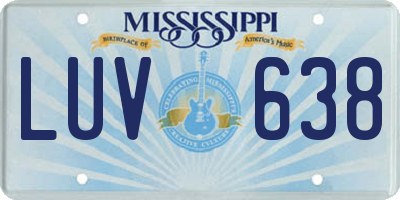 MS license plate LUV638