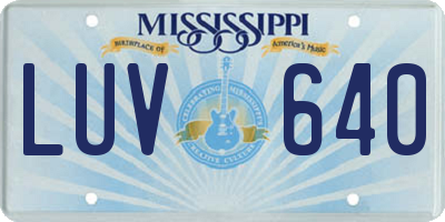 MS license plate LUV640