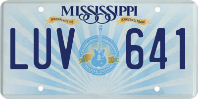 MS license plate LUV641