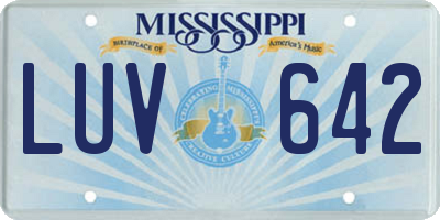 MS license plate LUV642