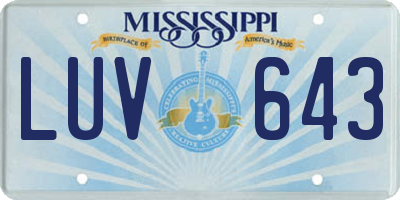 MS license plate LUV643