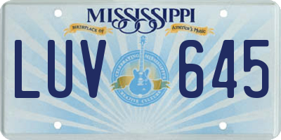 MS license plate LUV645