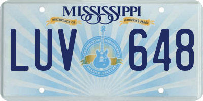 MS license plate LUV648