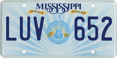 MS license plate LUV652