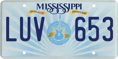 MS license plate LUV653