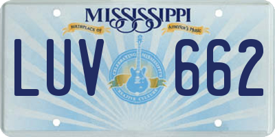 MS license plate LUV662