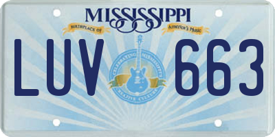 MS license plate LUV663