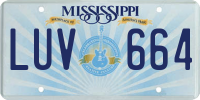 MS license plate LUV664