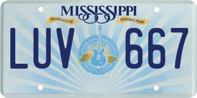 MS license plate LUV667