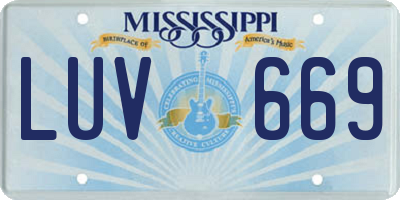 MS license plate LUV669
