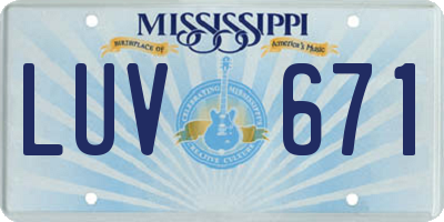 MS license plate LUV671