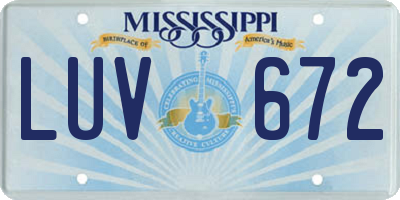 MS license plate LUV672