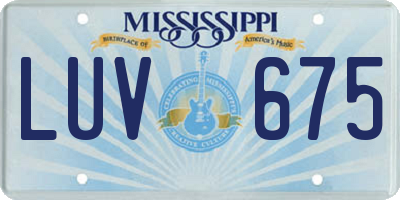 MS license plate LUV675